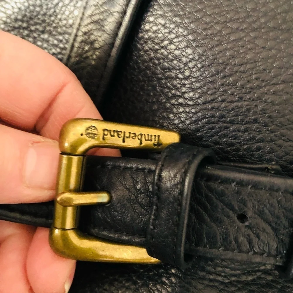 Timberland black genuine leather backpack / handbag brass hardware